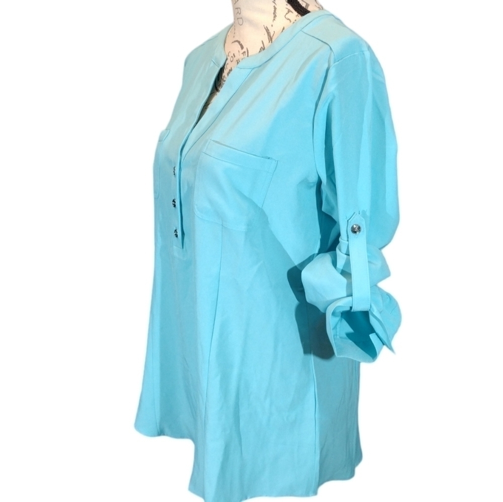 Lilac Bloom V Neck Tunic Blouse - Picture 2 of 6